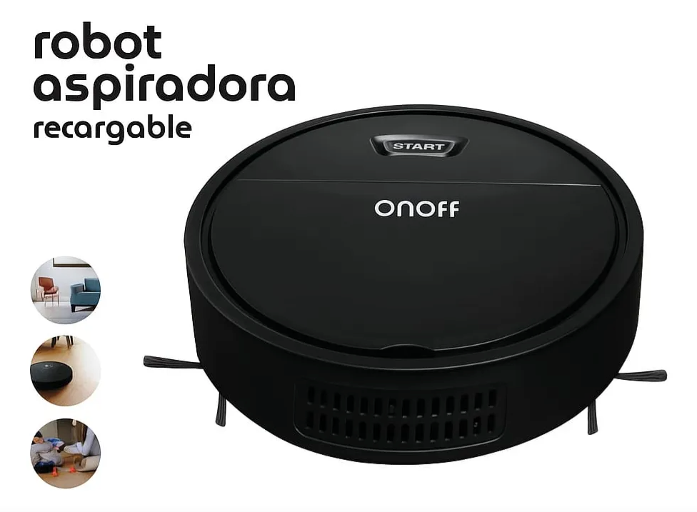Robot Aspiradora Inalámbrico Recargable Onoff Color Negro