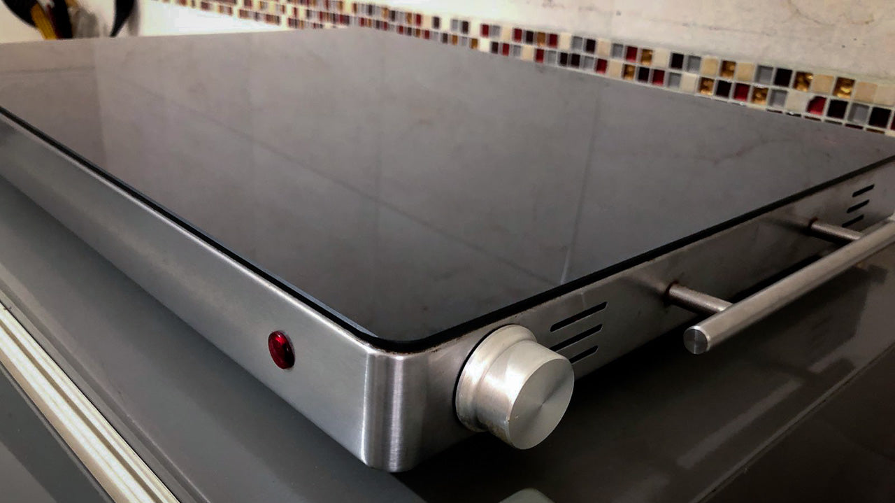 Plata Calentadora Profesional Blutago – Superficie de Vidrio Templado XL