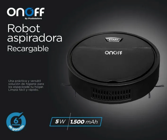 Robot Aspiradora Inalámbrico Recargable Onoff Color Negro